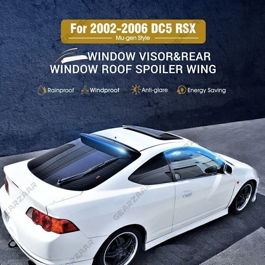 For 2002-2006 Acura RSX DC5 Rear Window Roof Visor Sun Spoiler Wing+Window visor - Image 4 of 4