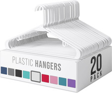 Clothes Hangers Plastic 20 Pack - White Plastic Hangers - Makes the Perfect Coat