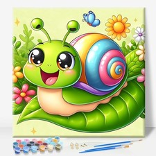 Framed Paint by Numbers Kit for Kids Ages 8-12, Snails 10x10inch, Snails-1