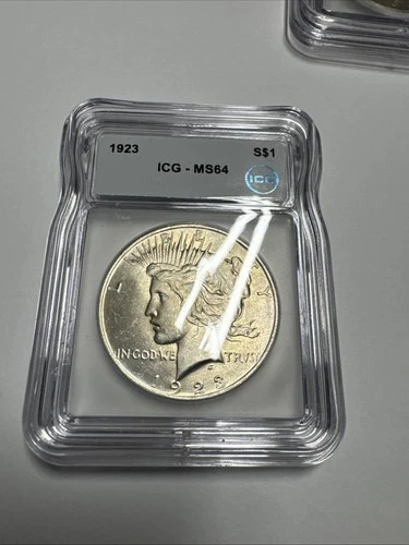 1923 Peace Dollar MS64 ICG Slabbed Silver Bullion Oz Ounce Cartwheel  US Coinage