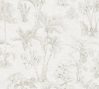 A.S. CréAtion Tapete Vlies Livingwalls 38021-1 Grau Beige Dschungel Palmen