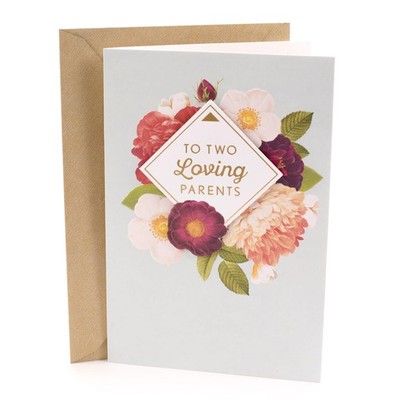 Parents Anniversary Card Floral Gold Foil Grateful For Both of You