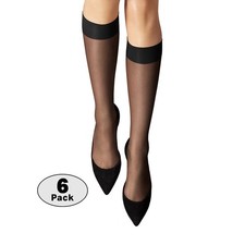 Wolford Nude 8 Sheer Knee-high Stockings In Black Set of 6, Size Medium