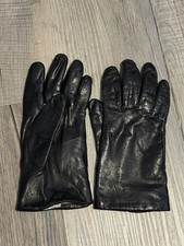 Fownes Women Black Genuine Leather Gloves Size 7 Pre Owned Women  s Vintage