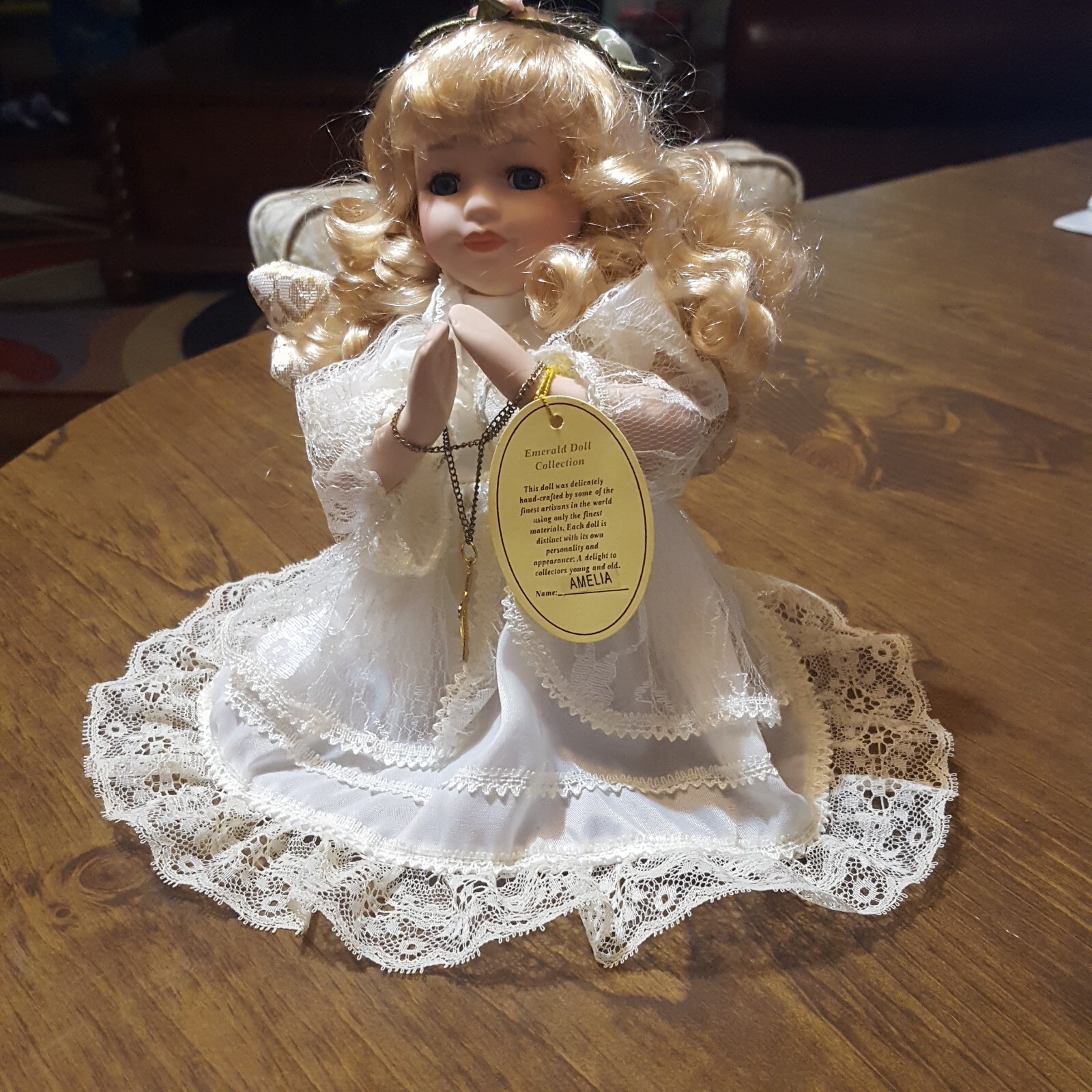Emerald Doll Collection Porcelain Angel Blonde Hair eBay