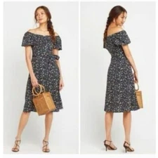 Kourt by Revolve Josie Ditsy Floral MidiDress Sz M Cottagecore DarkRomantic Boho