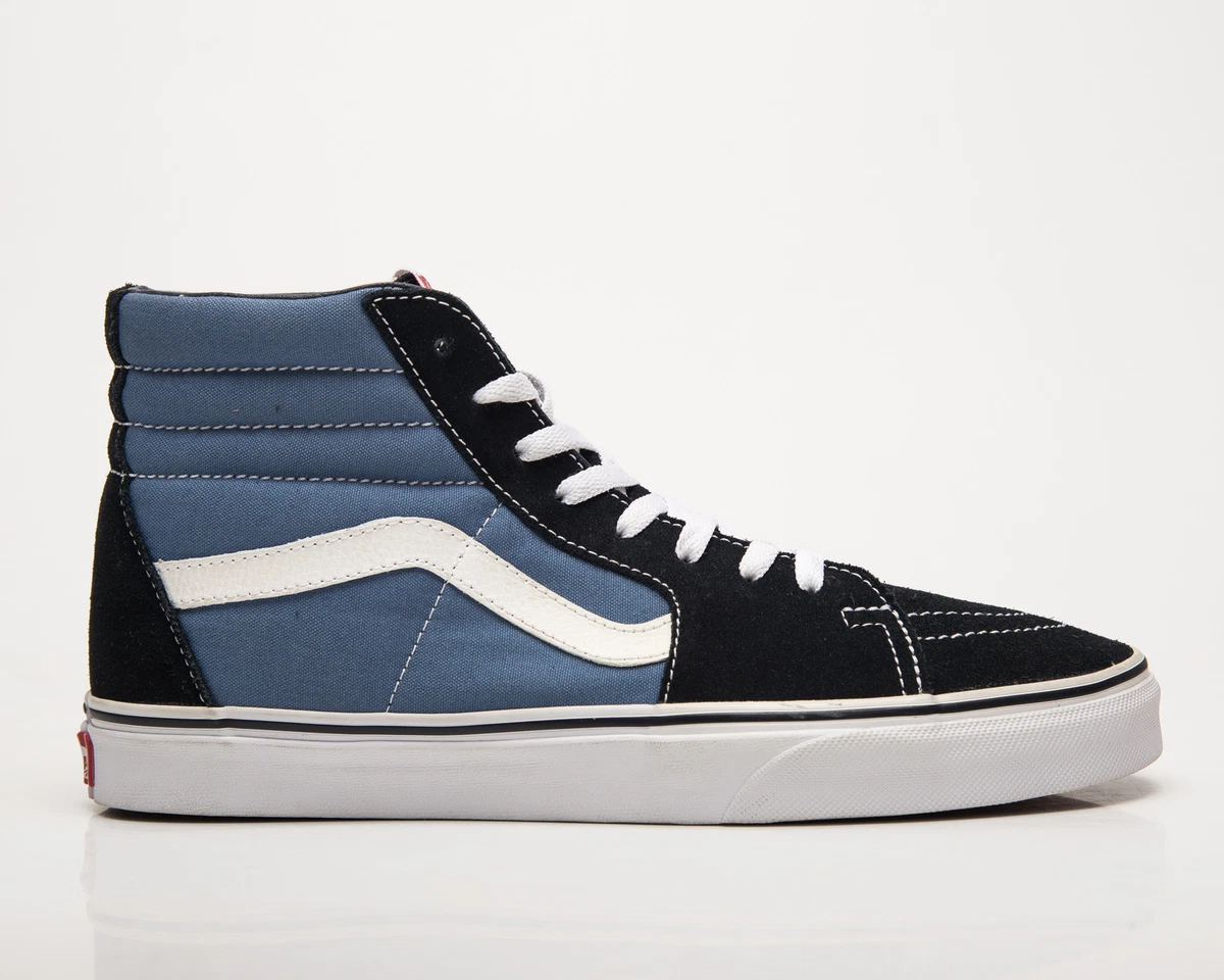 Vans Sk8 Hi Homme Bleu Fonc Blanc D contract Athl tique Skate Vie Baskets