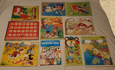 Various Puzzles & Book. 1966 Milton the Monster, 1961 Help Yourself, Walt Disney