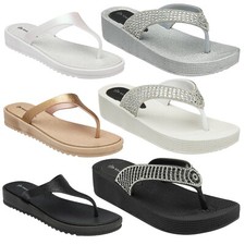 Dunlop Women's Summer Flip Flops | Low Wedge, Cushioned, Easy Slip-On Design