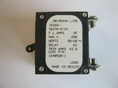 Airpax IEG66-36276-2-UV 35A 35 Amps 2 pole 250v Circuit Breaker 1690520-1
