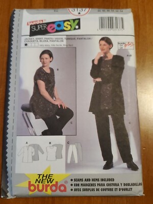 Burda Easy 3137 Misses Loose-Fitting Casual Jacket Shirt Pants Sz 18-28 FF 