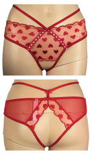 VICTORIA'S SECRET DREAM ANGELS HEART EMBROIDERED BRAZILIAN CROTCHLESS PANTY NWT