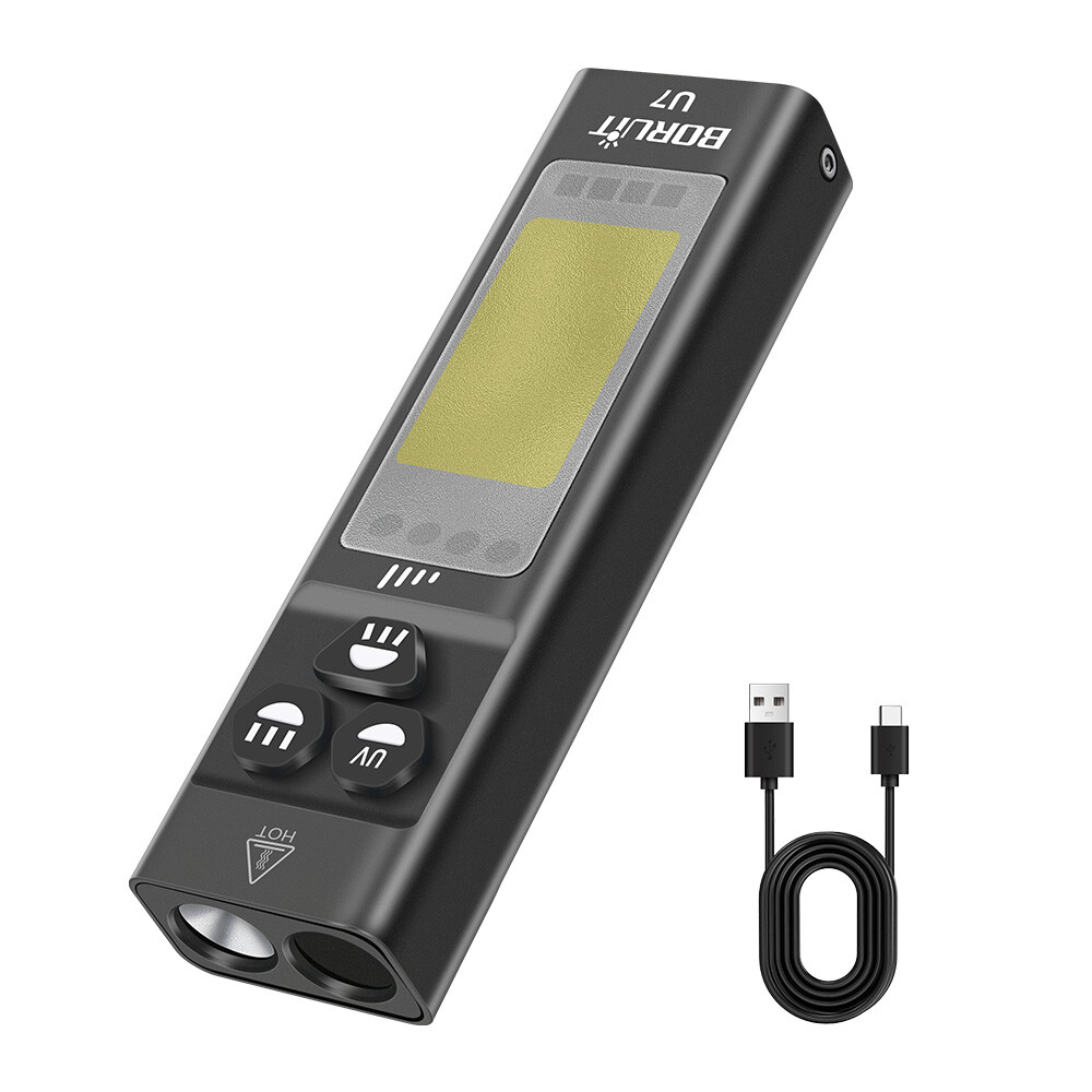 Mini UV LED Flashlight Torch Keychain Light USB Rechargeable 12 Modes Lamp