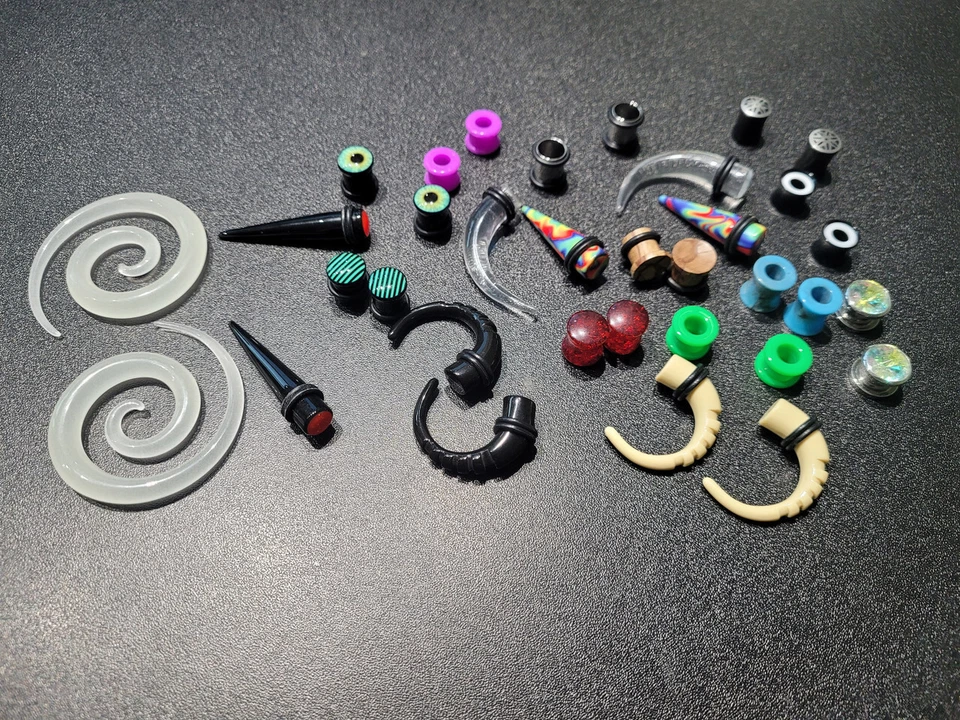 Caixa misteriosa 6 pares plugues de alongamento de orelha medidor cônico túneis espirais joias corporais - Imagem 3 de 4