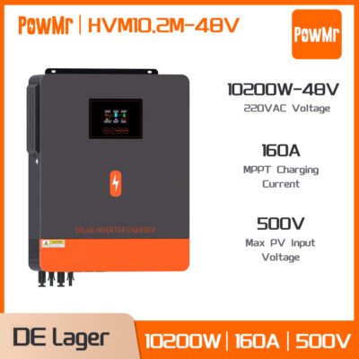 PowMr 10200W 48V Solar Wechselrichter Inverter Hybrid Sinus MPPT 160A Laderegler