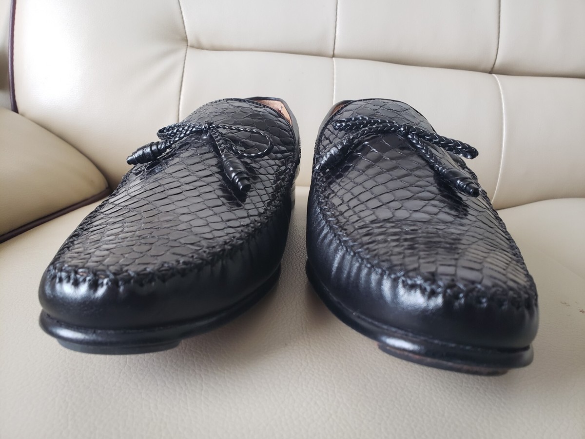 MEZLAN Lux Penny Loafer Genuine CROCODILE Black Men 10.5-M 