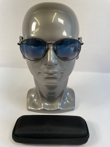 Ray-Ban RB3447 Round Metal 006/3F Black Sunglasses 50-21-145 Blue Lens ...