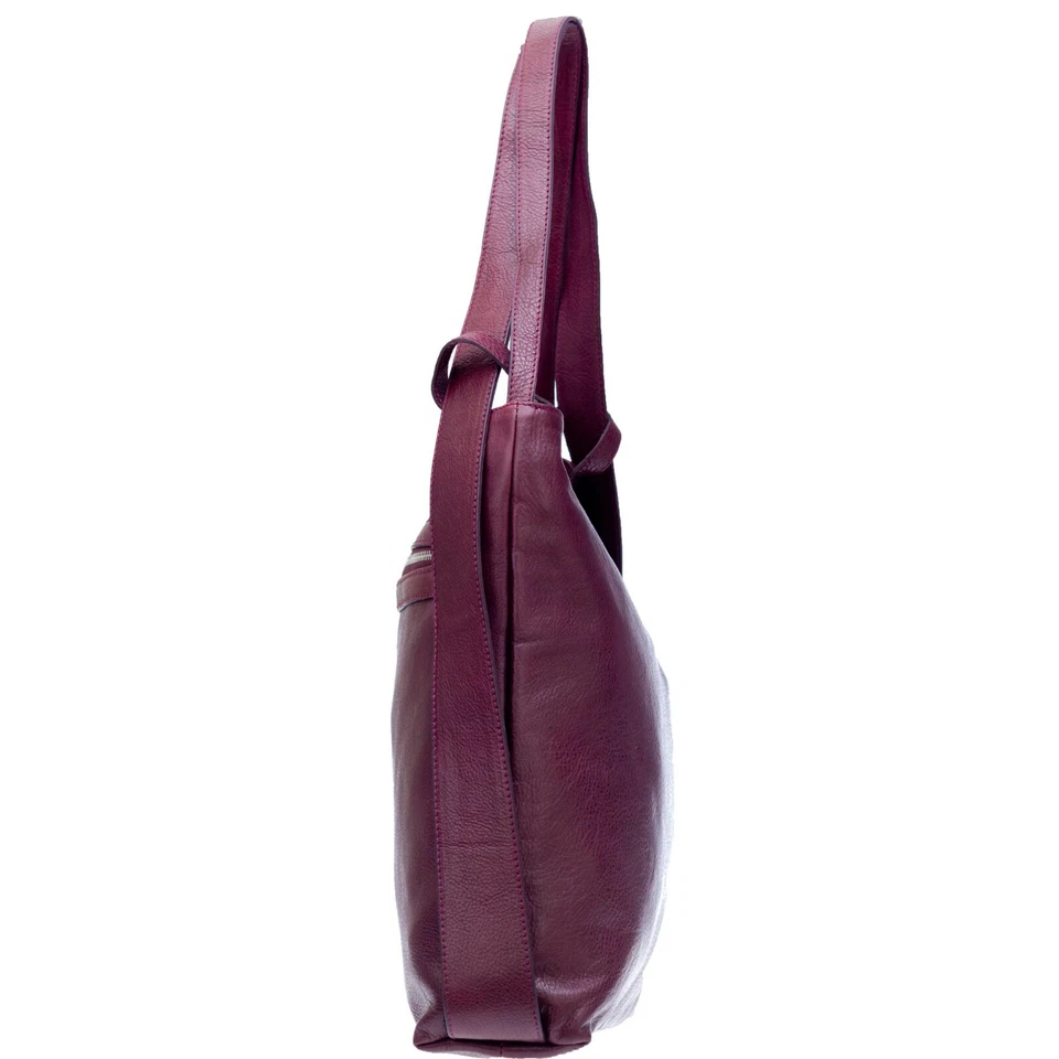 Bolso de hombro/mochila grande de cuero de becerro rojo cereza hecho en Italia Nardelli Foto 4 de 4