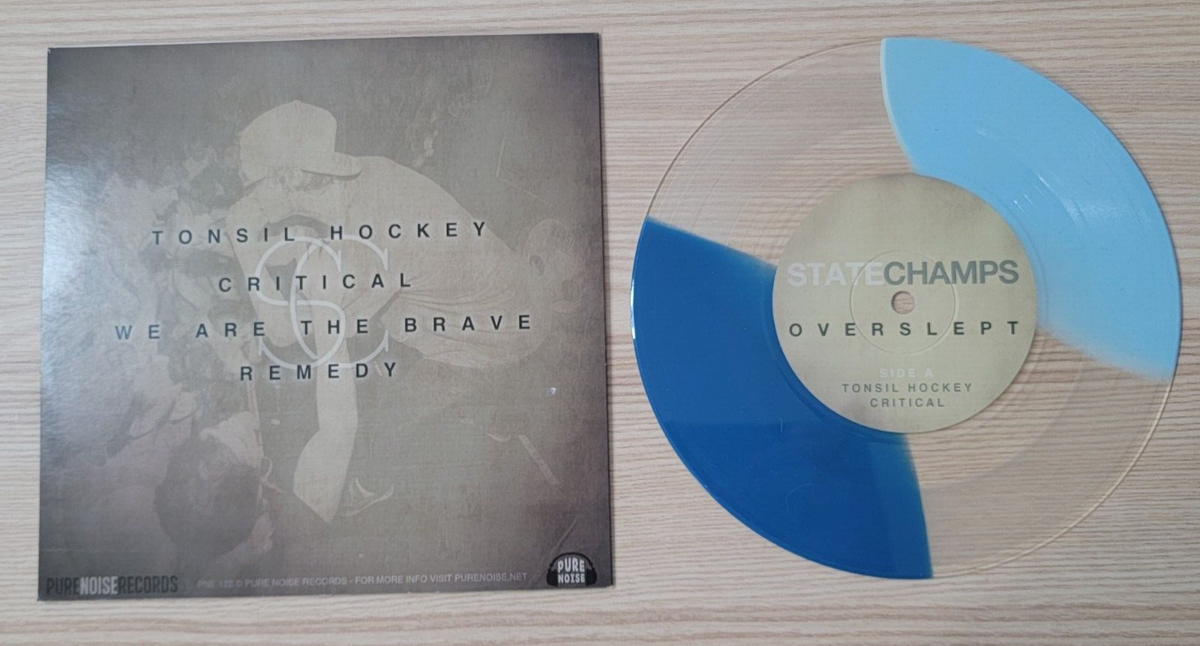 State Champs - Overslept 7” Vinyl Tri Color Split navy, clear