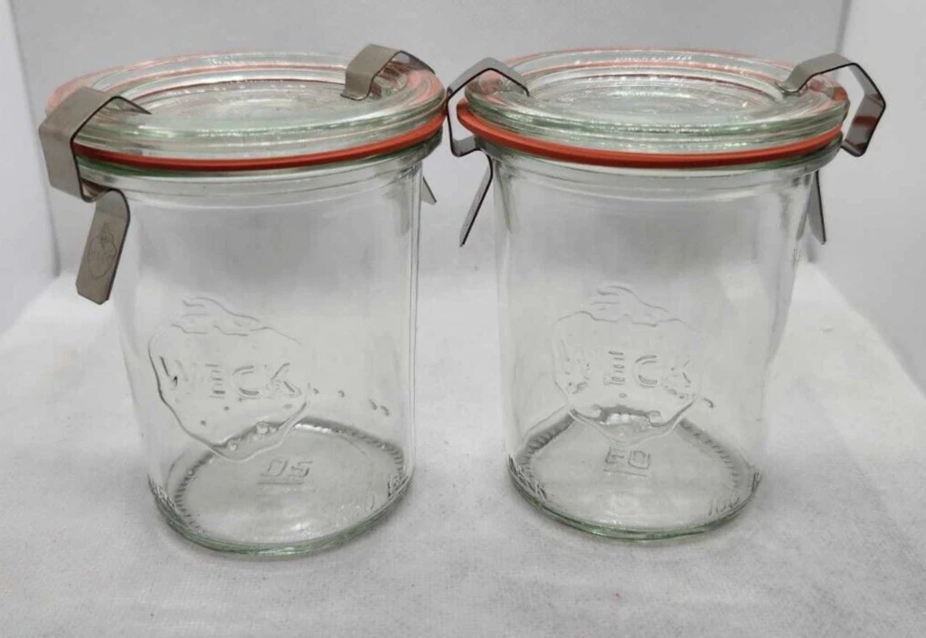 Weck 160 Canning Jar With Seal Clips EUC Set Of 2 160ml 5.4oz Lids Clips Rings
