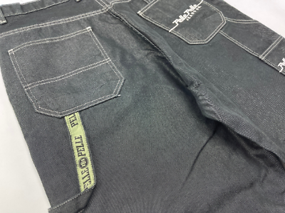 Pelle Pelle jeans, shiny black, vintage baggy, silver Pelle Pelle jeans, shiny black, vintage baggy, silver