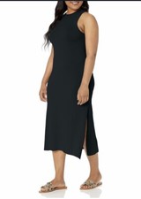 WOMEN'S SIZE 2X (20-22) BLACK GABRIELA HIGH NECK SLEEVELESS A-LINE MAXI-THE DROP