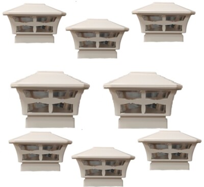Solar Post Cap Light 8 Pcs 4x4 Solar Off White Color Square Fence Post Cap Light