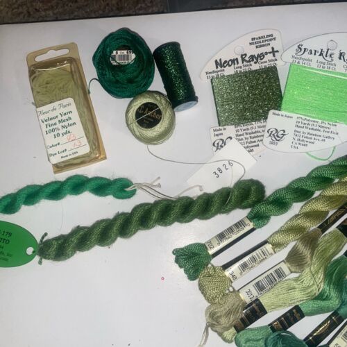 16 X Needlepoint/Embroidery THREAD DMC SILK COTTON Bundle Sampler Of Green - Picture 3 of 3