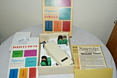 VINTAGE SINGER Professional Button Holer in box sims 4634 Zig Zag machines EUC