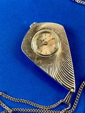 RETRO gold tone VINTAGE SHEFFIELD POCKET SWISS MADE WATCH Necklace - runs
