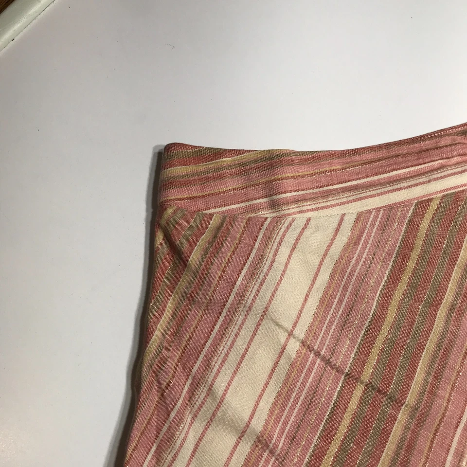 Merona A-Line Skirt Womens 8 Pink w/ Metallic Thread Linen Diagonal Stripe Retro - Image 2 of 4