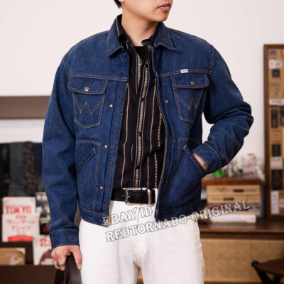 00's希少POST O'ALLS E-Z Rider Jacket USA製 Red Tornado 60S Retro 24MJZ Men's Denim Jacket Short Zipped Slim