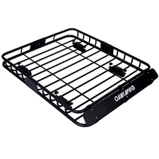 42" Roof Basket Cross Bar Top Mount Cargo Rack Storage Carrier Holder Black