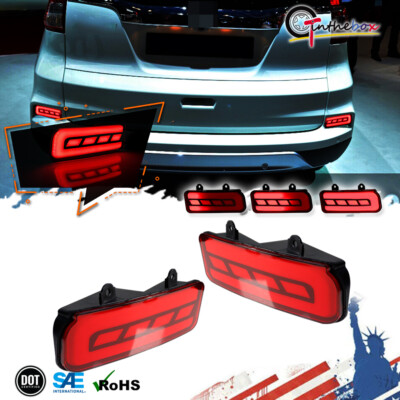 GTINTHEBOX Red LED Rear Bumper Reflector Tail Brake Lights For 2015-16 Honda CRV