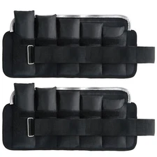 Adjustable Ankle Weights Pair Men Women 10 lbs Total Weight 1 to 5 lb Per Ankle