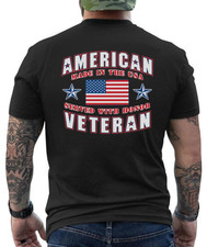 Proud American Veteran American Flag Patriotic Graphic Design T-Shirt