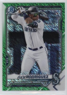 2021 Bowman Chrome Prospects Green Shimmer Refractor 57/99 Julio Rodriguez n0c