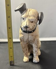 Vintage Victor RCA Nipper Dog Bank Glass Eyes 2lb 14oz Heavy Cast Iron Original