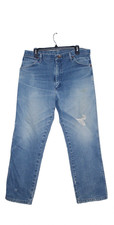VTG Wrangler 13MWZ Jeans Mens 36x30 Light Wash Western Cowboy USA Y2K Denim