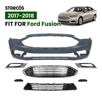 Front Bumper Cover Assembly For 2017 2018 Ford Fusion Grille Set Grill Kit