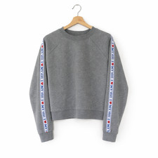 Vans Womens Grey Logo Sweatshirt Size/M I Heart My Vans Ribbon Boxy Skateboarder
