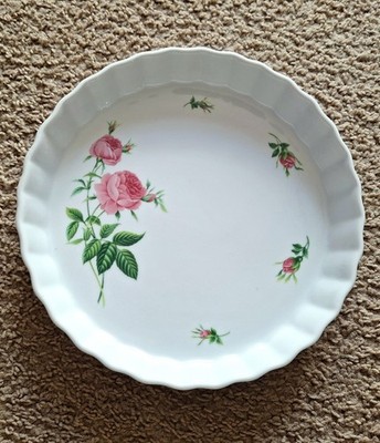 VTG 1990s Christineholm Porcelain Rose Quiche Tart Pie Plate 9'' Baking Dish