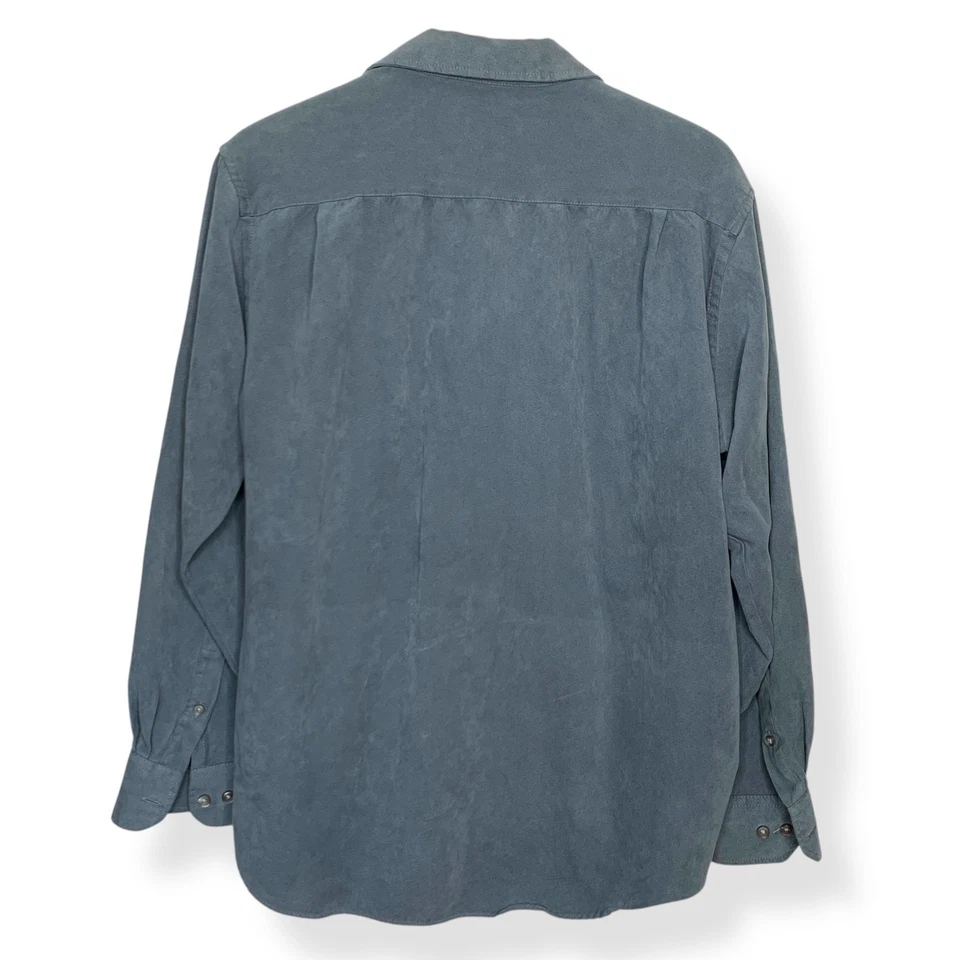Van Heusen Large 16-16.5 men's blue soft faux suede long sleeve button up shirt - Image 2 of 4