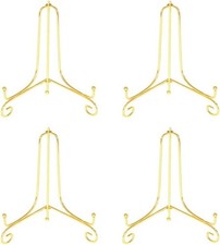 (4 pack)4 Inch Gold Iron Small Plate Stand Holder, Picture Easel, Display Stand