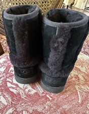 GIRLS 2 BLACK UGG HADLEY II WATERPROOF SUEDE SHEEPSKIN BOOTS MO