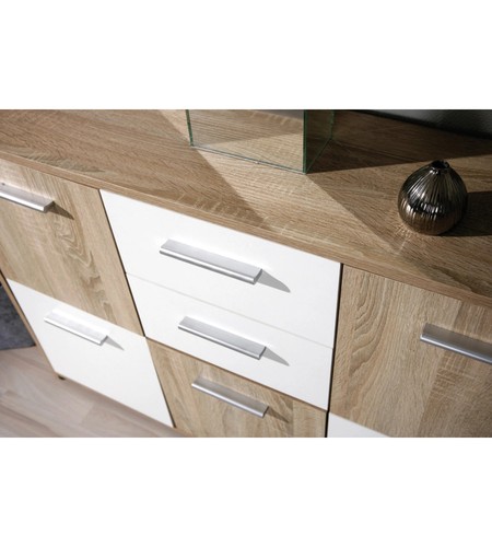 CREDENZA BUFFET 2 CASSETTI E 5 ANTE ROVERE E BIANCO, 115X30X77 CM - Foto 5 di 6