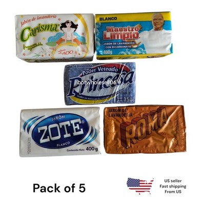 Mixto Pack 5 Jabónes de Barra para Lavar  / Bundle of 5 Laundry Soap Bar Mix  