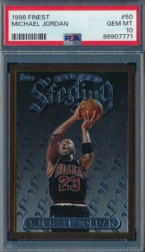 MICHAEL JORDAN 1996-97 TOPPS FINEST BRONZE STERLING PSA 10 GEM MINT CARD #50!