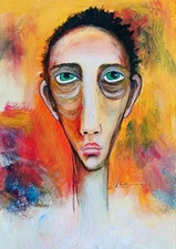 Original Acrylic Painting Abstract Emotional Expressionism Portrait Unique Art