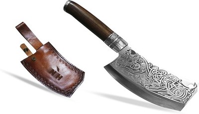 Handmade Premium Chef Knife Stainless Steel Engraved Blade Wooden Handle 12''
